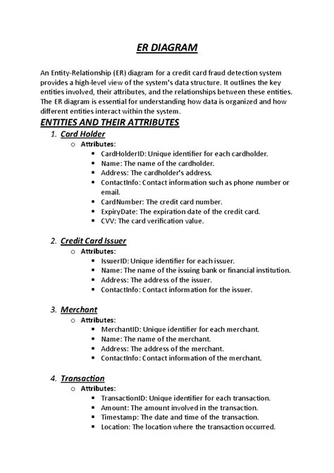 er diagram  credit card fraud detection system studocu