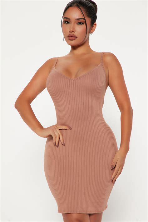 Erin Ribbed Cami Mini Dress Taupe Fashion Nova Dresses Fashion Nova