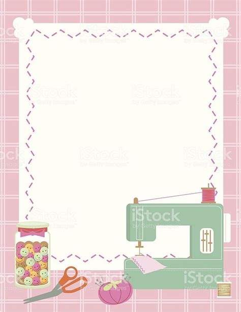 Sewing Machine And Accessories Border And Background Writing Paper