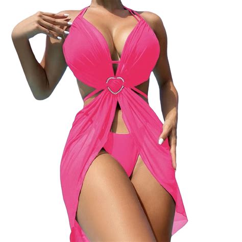 Zmhegw Womens Swimsuits Tankini Long Skirt New Bikini Three Piece Set Bikini Split Set Swimwear