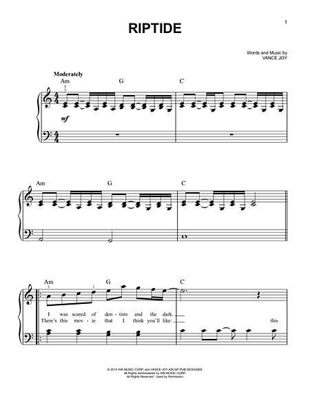 Download Riptide Sheet Music By Vance Joy Sku Hx302238