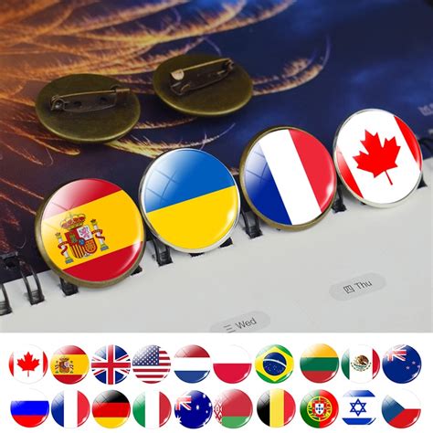 Global Country National Flag Brooch Pins Usa Uk Ukraine Canada Russia