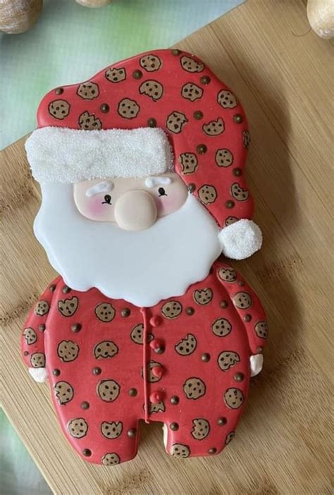 Cute Christmas Treats Decorated Santa Claus Cookies