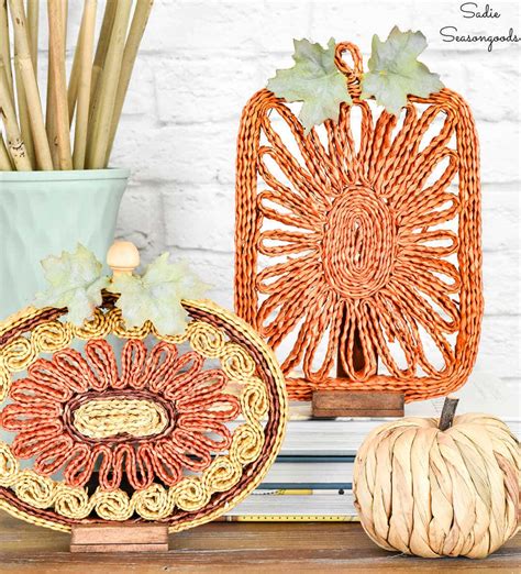 Pumpkin Decor from Straw Trivets for Boho Fall Decor