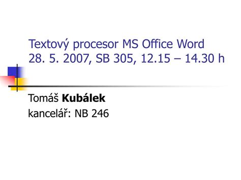 Ppt Textov Procesor Ms Office Word Sb