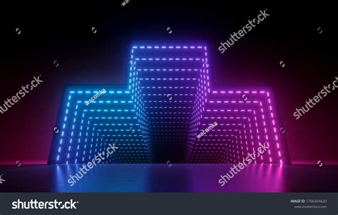 D Render Abstract Neon Background Glowing Stock Illustration