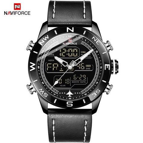 Luxury Brand Men Naviforce Army Military Watch Digital Leather