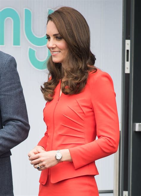 Kate Middleton Wearing Red Armani Suit Popsugar Fashion Photo 4