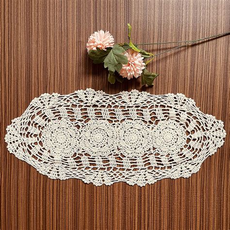 Elegant Handmade Crochet Doily Table Runners Rustic Floral Lace