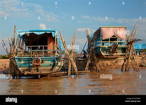 Tour Boats Out Of The Water For Repairs Port Of Chong Khneas Siem