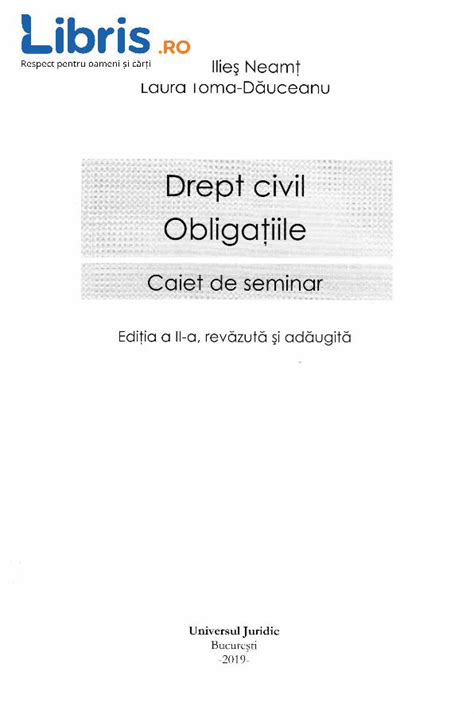 Pdf Drept Civil Obligatiile Caiet De Seminar Ed Cdn Libris Ro