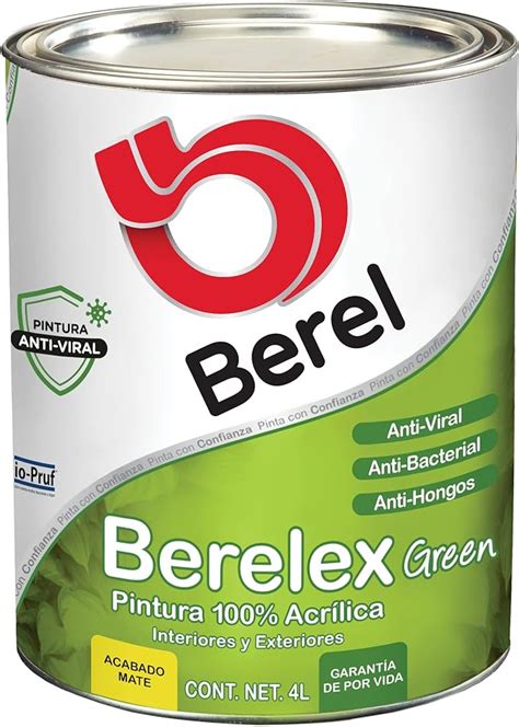 Pintura Vinilica Berelex Green Antiviral Litros Blanco Amazon