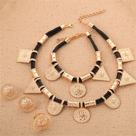 New Design Ethiopian Set Jewelry K Gold Color Habesha Geometry