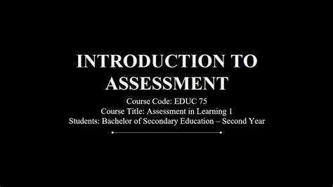 Introduction To Assessment YouTube