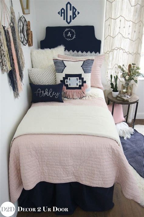 Pink And Navy Boho Dorm Bedding Set Dorm Bedding Sets Dorm Room