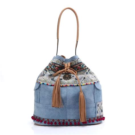 Women S Handbag Boho Blue Denim Canvas Bohemian Hippies Shoulder Bag