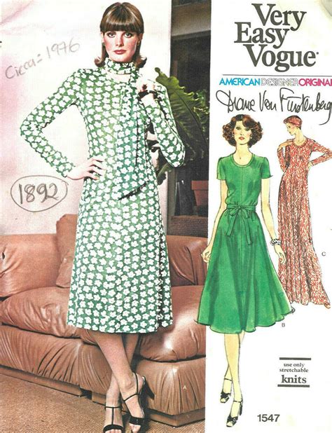 Vintage Vogue Sewing Pattern Dress B By Diane Von