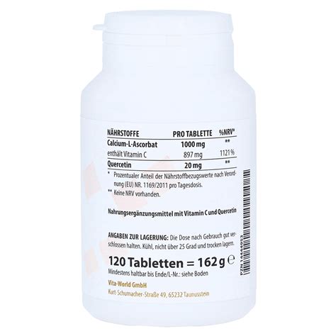 VITAMIN C 1000 gepuffert Quercetin Tabletten 120 Stück medpex