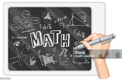 Menulis Rumus Matematika Dengan Tangan Di Papan Tulis Ilustrasi Stok