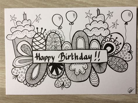 Happy Birthday Birthday Card Drawing Card Drawing Happy Birthday Art