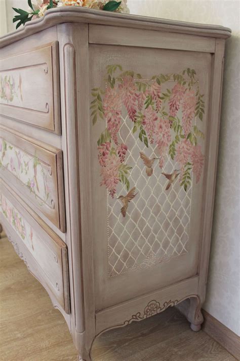 Gorgeous Shabby Chic Decoupage Furniture And Stenciled Funky