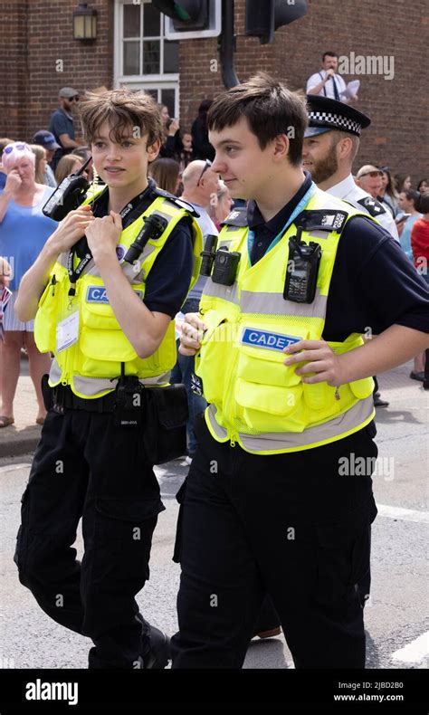 Police Cadets Uk Two Police Cadet Members Walking In Town Newmarket