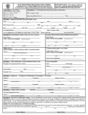 Fillable Online SEX OFFENDER REGISTRATION FORM Athol Fax Email Print