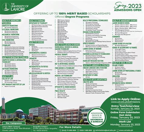 University Of Lahore UOL Admission 2023 Apply Online Last Date