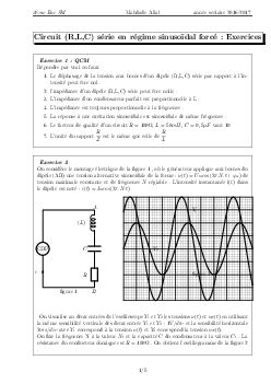 Circuit RLC série en régime sinusoïdal forcé Exercices non corrigés 1