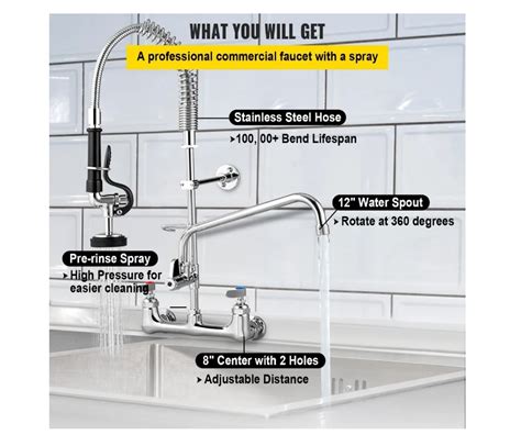 Top 5 commercial kitchen sink faucets with sprayer - VEVOR Blog