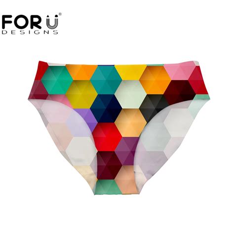 Forudesigns Mid Rise Women Sexy Panties 3d Geometric Hexagon Pattern