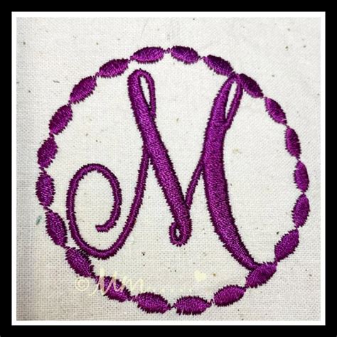 Circle Monogram Letter M machine embroidery design download 4x4