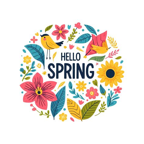 Premium Vector Hello Spring Background With Colorful Flowers Flat