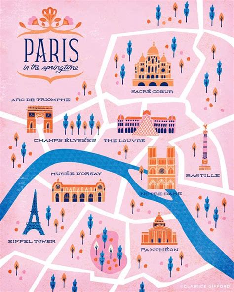 Paris Map Illustration On Behance Paris Map Illustration Illustrated Map Paris Map