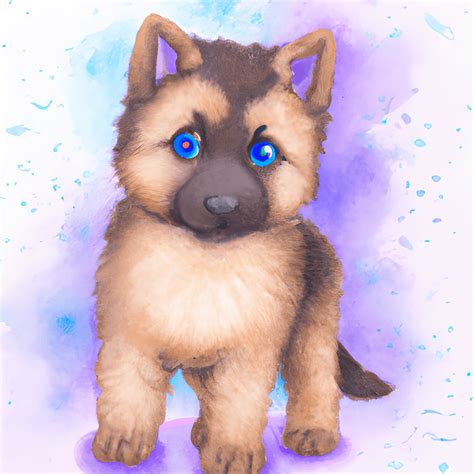 Chibi German Sheppard Puppy With Blue Eyes · Creative Fabrica