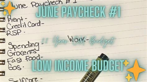 Budget With Me First Paycheck Of June 2024 Low Income Budget 22