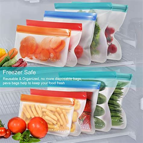 Glamfields 10 Pack Reusable Food Storage Bags 6 Pack Reusable Snack Bags 4 Pack Reusable