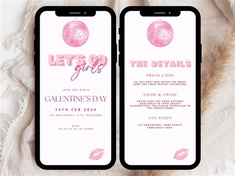 Digital Galentines Party Invitation Let S Go Girls Night Valentines