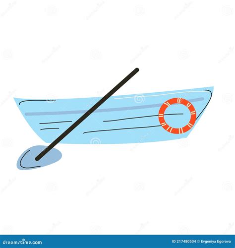 Barco Con Remos Y Boya Salvavidas Ilustración del Vector Ilustración