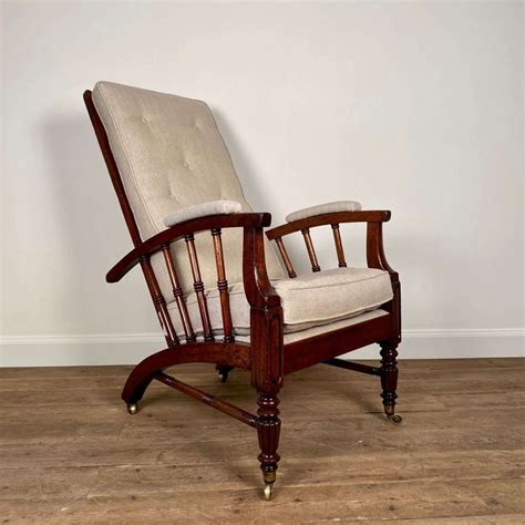 Stylish 19th C Mahogany Reclining Morris Chair In Antique Armchairs