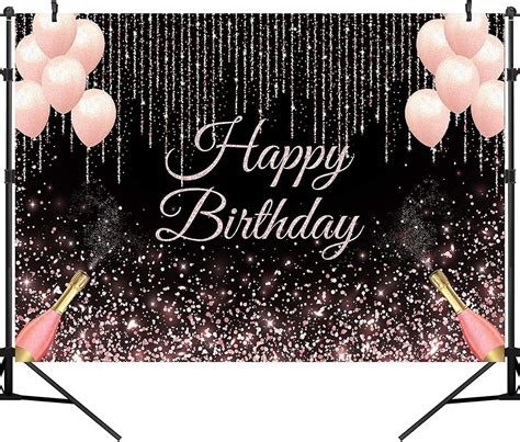 Ouyida Happy Birthday Party Backdrop Rose Gold Glitter Photography Background Women