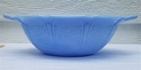 Jeannette Glass Blue Delphite 1930s Cherry Blossom Bowl Etsy