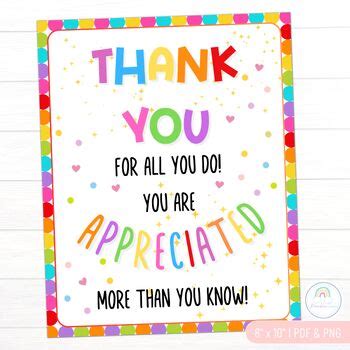 Thank You Sign Teacher Staff Appreciation Sign Appreciation Poster ...