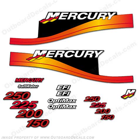 1994 1995 1996 1997 1998 Mercury 225 Offshore Decal Kit 135 150 200 250