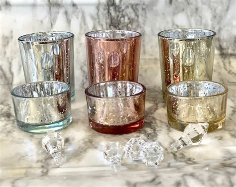 12 Pack Mercury Candle Holders Rose Gold Wedding Decorations Choose Your Color Size Gold