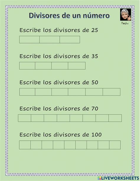 Divisores de un número interactive worksheet Matematicas tercer grado