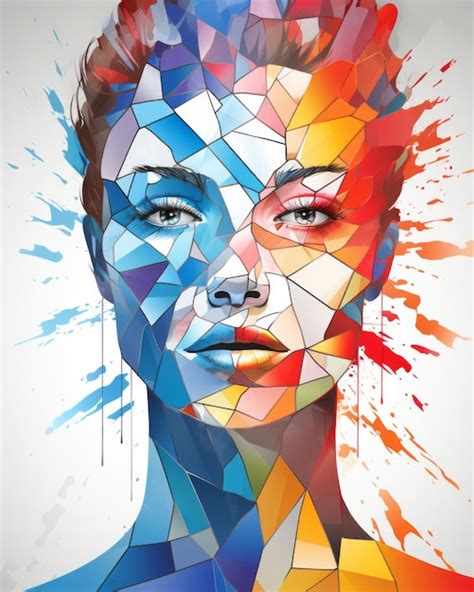 Premium Ai Image A Womans Face Is Made Up Of Colorful Geometric Shapes