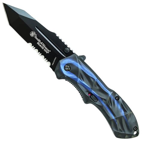 Smith And Wesson Black Ops Smoked Blue Spring Assisted Folding Knife Cheap Knives Canada Mr