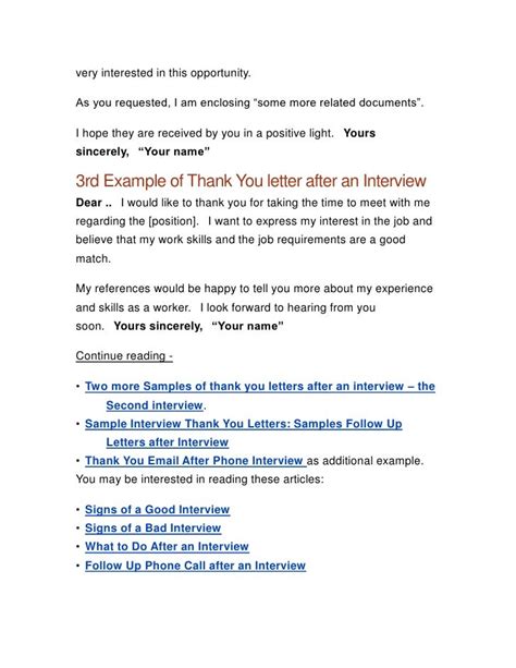 Letter After Interview Sample Email | PDF Template