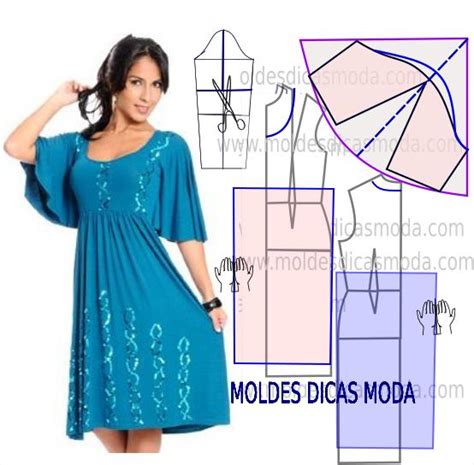 VESTIDO MANGA GODÉ 199 Moldes Dicas Moda